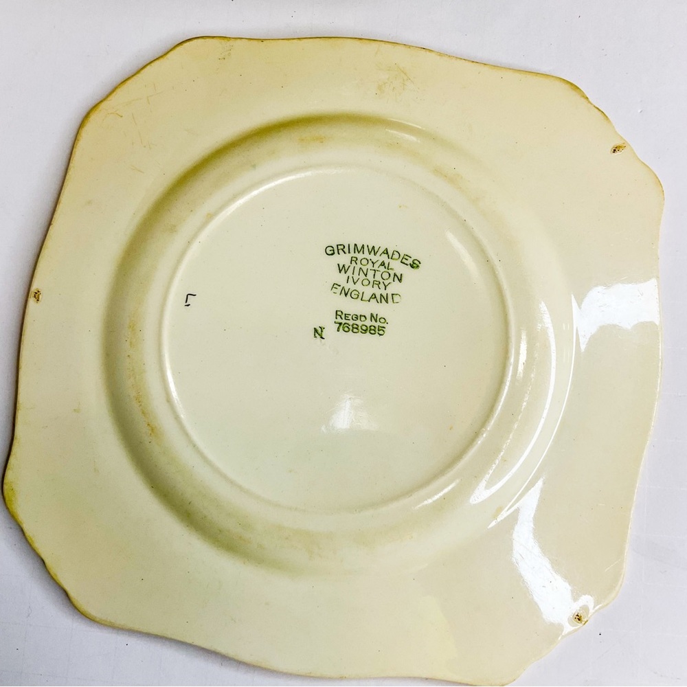 Vintage Art Deco Grimwades Bone China Floral Saucer With Yellow Mug - Picture 5 of 9